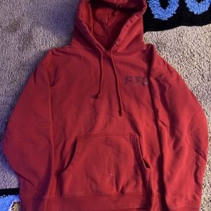 FTP Men's Red Hooded Pullover Sweatshirt